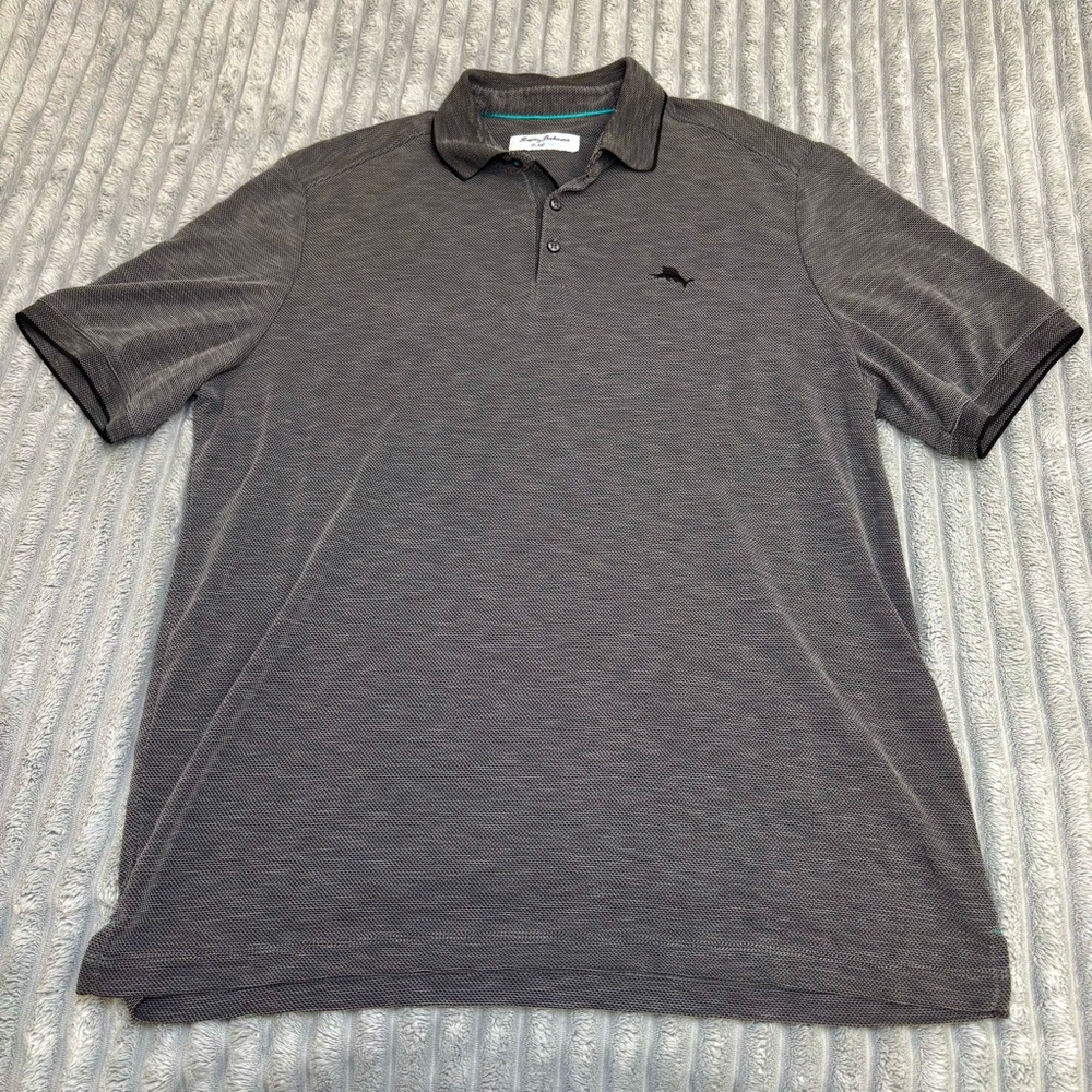 Tommy Bahama Mens‎ Sz L Gray Cool Max Island Zone Polo Shirt